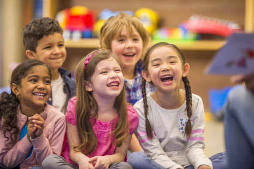 Diverse children in Montessori school